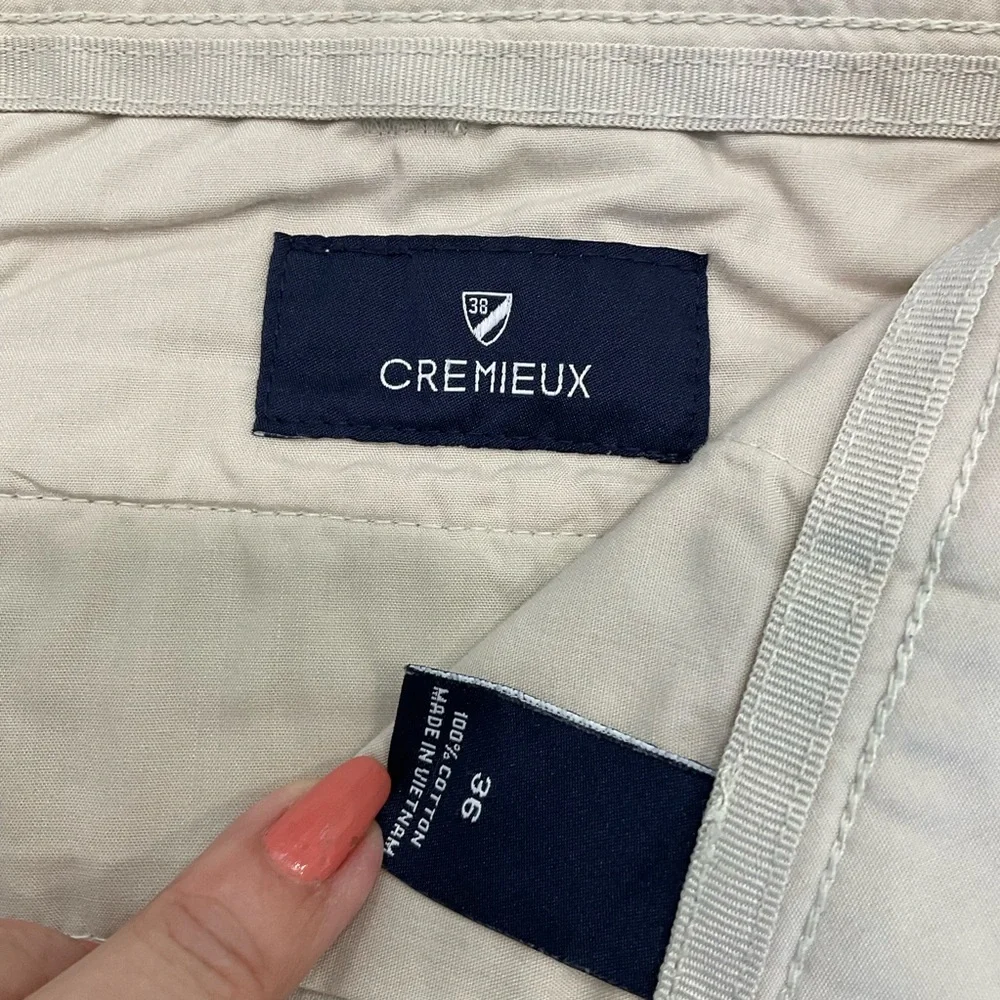 Cremieux Shorts, Men’s Cotton, Flat Front, Khaki Color, Zip, Side Pockets, Sz 36